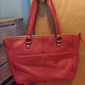 Calvin Klein red leather handbag